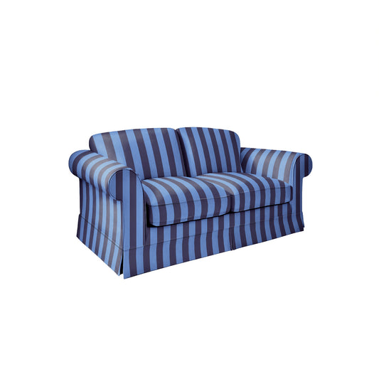 Salthrop Medium Sofa with Big Back Cushion in Coastal Blue Stripe - Hand Made in USA