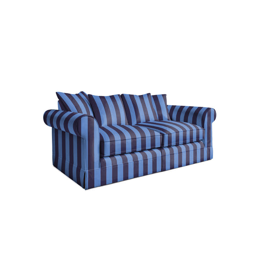 Salthrop Medium Sofa with Scatter Cushion in Coastal Blue Stripe - Hand Made in USA