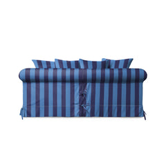 Salthrop Medium Sofa with Scatter Cushion in Coastal Blue Stripe - Hand Made in USA