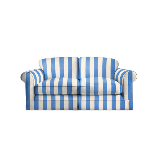 Salthrop Medium Sofa with Big Back Cushion in Cornish Blue Stripe - Hand Made in USA