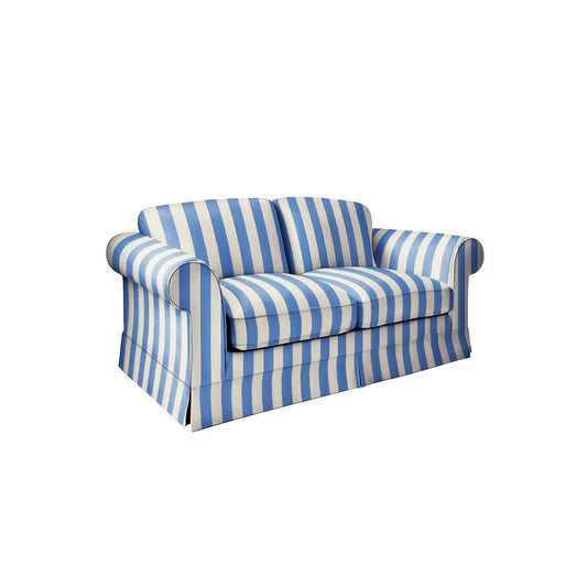 Salthrop Medium Sofa with Big Back Cushion in Cornish Blue Stripe - Hand Made in USA