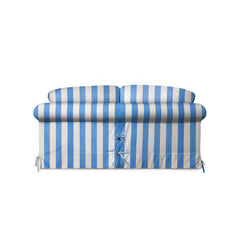 Salthrop Medium Sofa with Big Back Cushion in Cornish Blue Stripe - Hand Made in USA