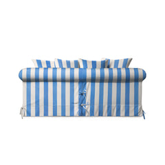 Salthrop Medium Sofa with Scatter Cushion in Cornish Blue Stripe - Hand Made in USA
