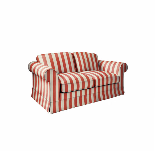 Salthrop Medium Sofa with Big Back Cushion in Petunia Red Stripe - Hand Made in USA