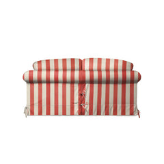 Salthrop Medium Sofa with Big Back Cushion in Petunia Red Stripe - Hand Made in USA
