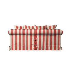 Salthrop Medium Sofa with Scatter Cushion in Petunia Red Stripe - Hand Made in USA