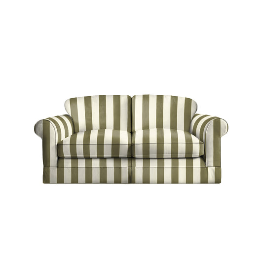 Salthrop Medium Sofa with Big Back Cushion in Spring Green Stripe - Hand Made in USA