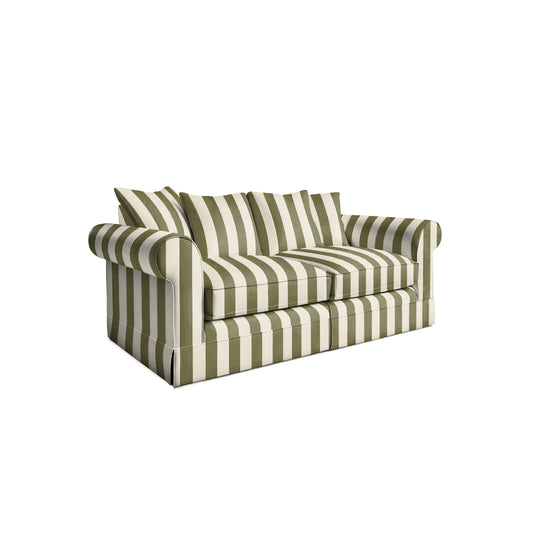 Salthrop Medium Sofa with Scatter Cushion in Spring Green Stripe - Hand Made in USA