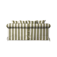 Salthrop Medium Sofa with Scatter Cushion in Spring Green Stripe - Hand Made in USA