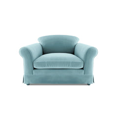 Salthrop Small Sofa with Big Back Cushions in Dream Blue Linen  - Hand Made in USA