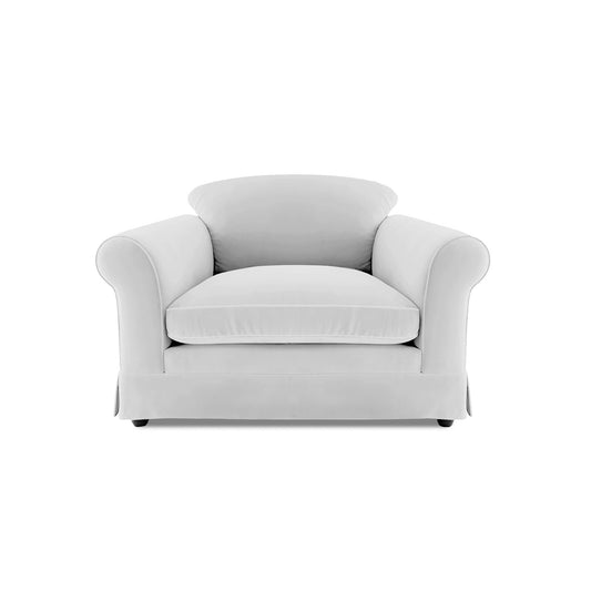 Salthrop Small Sofa with Big Back Cushions in Cotton Linen White Camellia - Hand Made in USA