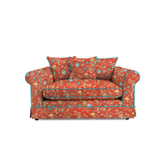 Salthrop Small Sofa with Scatter Cushions in Wildwood Pumpkin with Velvet Trim - Hand Made in USA