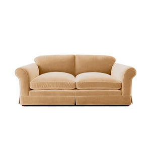 Barton Large Sofa with Big Back Cushions in Cotton Linen Sunflower - Hand Made in USA