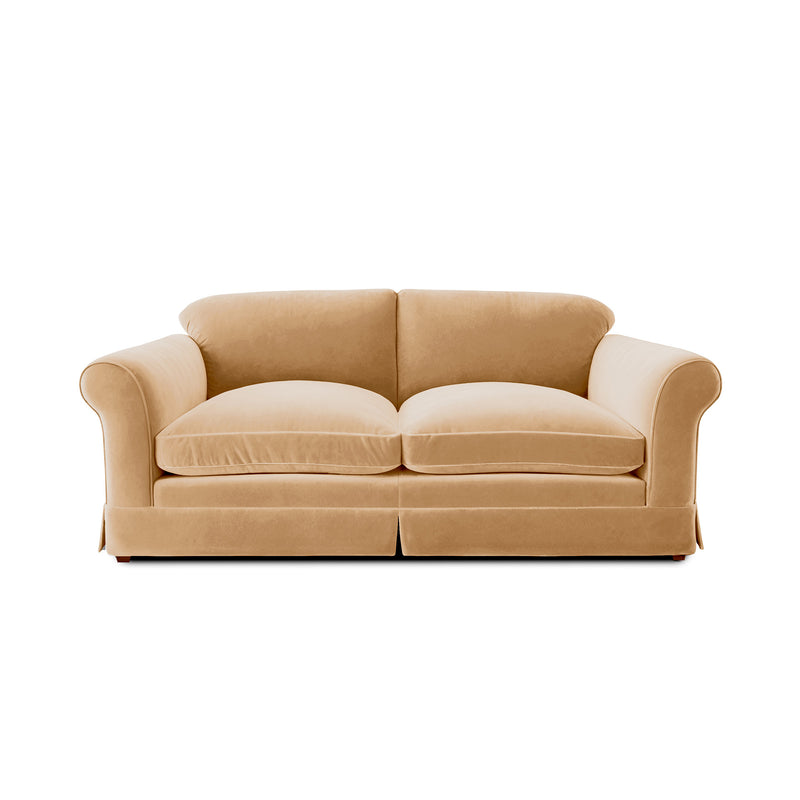 Barton Large Sofa with Big Back Cushions in Cotton Linen Sunflower - Hand Made in USA