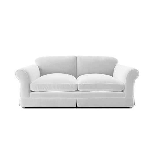 Salthrop Large Sofa with Big Back Cushions in Cotton Linen White Camellia - Hand Made in USA