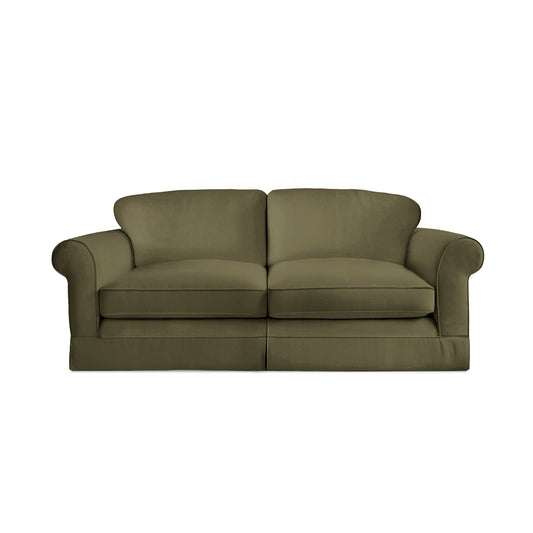 Salthrop Large Sofa with Big Back Cushion in Beatrice Olive - Hand Made in USA