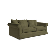 Salthrop Large Sofa with Scatter Cushion in Beatrice Olive - Hand Made in USA