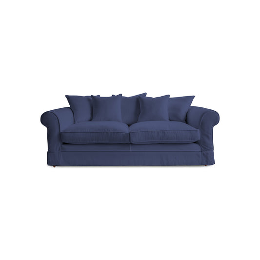 Salthrop Large Sofa with Scatter Cushions in Cotton Linen Inkspot - Hand Made in USA
