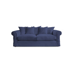 Salthrop Large Sofa with Scatter Cushions in Cotton Linen Inkspot - Hand Made in USA