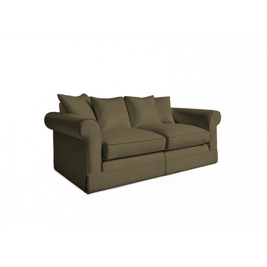 Salthrop Medium Sofa with Scatter Cushion in Beatrice Olive - Hand Made in USA