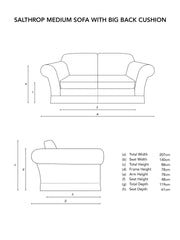 Salthrop Medium Sofa with Big Back Cushion in Beatrice Camelia - Hand Made in USA