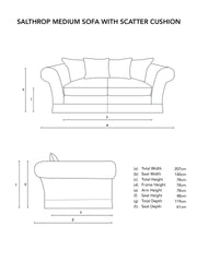Salthrop Medium Sofa with Scatter Cushion in Cornish Blue Stripe - Hand Made in USA