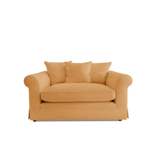 Salthrop Small Sofa with Scatter Cushions in Cotton Linen Sunflower - Hand Made in USA