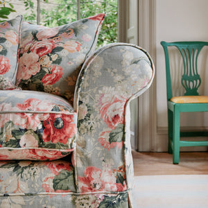 Barton Large Sofa with Scatter Cushions in English Garden Grey Skies - Hand Made in USA