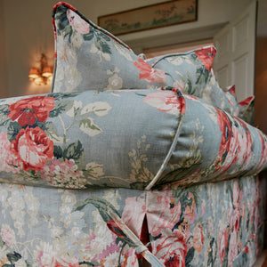 Barton Large Sofa with Scatter Cushions in English Garden Grey Skies - Hand Made in USA