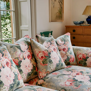 Barton Large Sofa with Scatter Cushions in English Garden Grey Skies - Hand Made in USA