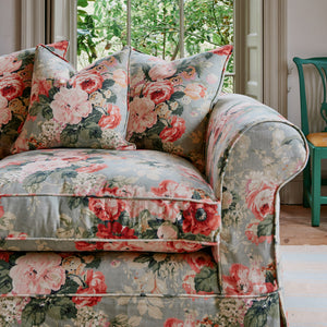 Barton Large Sofa with Scatter Cushions in English Garden Grey Skies - Hand Made in USA