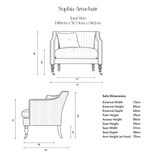 Sophia Armchair in Customer's Own Material - USA Edition