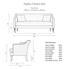 Sophia 2 seater sofa in Narrow Chocolate Stripe - USA Edition