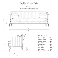 Sophia 3 seater sofa in Blossom Stripe - USA Edition