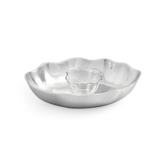 Alloy Floret 2 Piece Chip & Dip Server