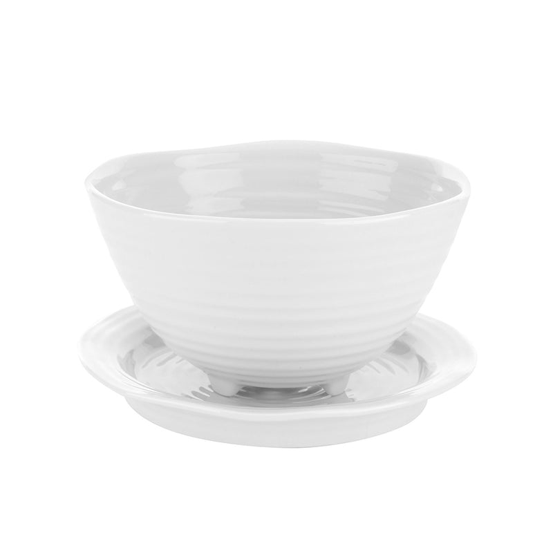 White Porcelain Berry Bowl & Stand