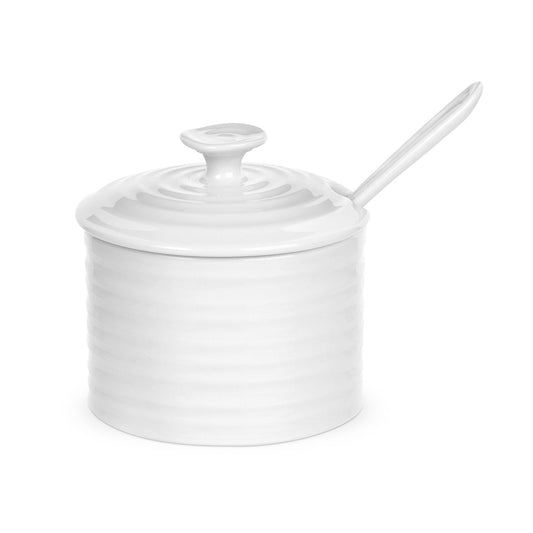 White Porcelain Conserve Pot with Spoon