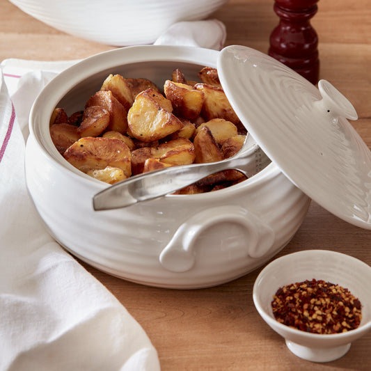 White Porcelain Covered Low Casserole