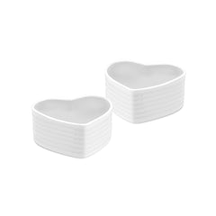 White Porcelain Heart Shape Ramekins - Set of 2