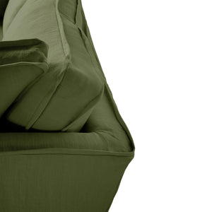 Coco 2.5 seater sofa with Self Piped Box Edge cushion in Cotton Linen Evergreen - Hand Made in USA