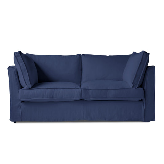 Coco 2.5 seater sofa with Self Piped Box Edge cushion in Cotton Linen Inkspot - Hand Made in USA