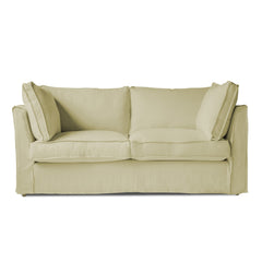 Coco 2.5 Seater Sofa with Self Piped Box Edge Cushion in Khaki Linen - Hand Made in USA (Available for Quick Ship)