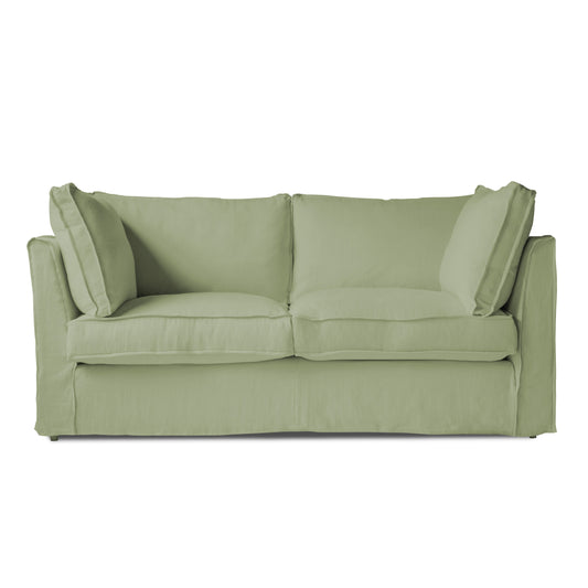 Coco 2.5 Seater Sofa with Self Piped Box Edge Cushion in Serenity Linen - Hand Made in USA