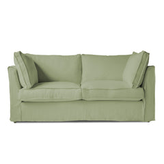 Coco 2.5 Seater Sofa with Self Piped Box Edge Cushion in Serenity Linen - Hand Made in USA (Available for Quick Ship)