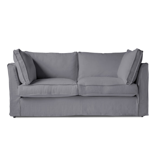 Coco 2.5 seater sofa with Self Piped Box Edge cushion in Cotton Linen Thistle - Hand Made in USA