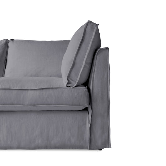 Coco 2.5 seater sofa with Self Piped Box Edge cushion in Cotton Linen Thistle - Hand Made in USA