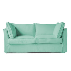 Coco 2.5 Seater Sofa with Self Piped Box Edge Cushion in Vapor Linen - Hand Made in USA (Available for Quick Ship)