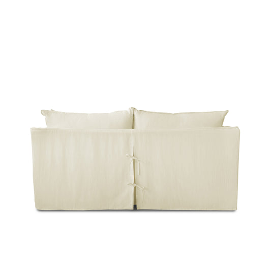 Coco 2.5 Seater Sofa with Self Piped Knife Edge Cushion in Antique White Linen - Hand Made in USA