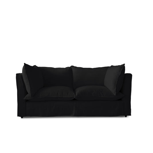 Coco 2.5 Seater Sofa with Self Piped Knife Edge Cushion in Black Linen - Hand Made in USA