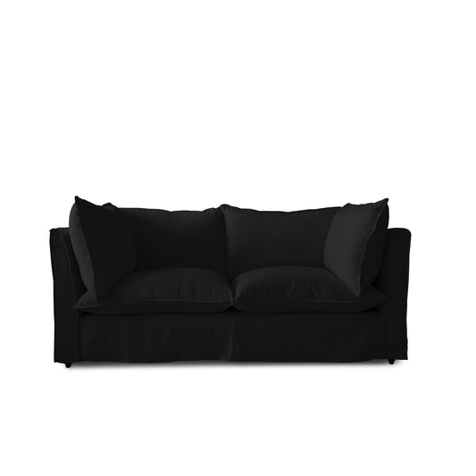 Coco 2.5 Seater Sofa with Self Piped Knife Edge Cushion in Black Linen - Hand Made in USA (Available for Quick Ship)